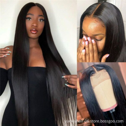 Ready to Ship Brazilian Hair HD Straight Lace Front Wig,Virgin Cuticle Aligned Human Hair Pre Pluck 360 Lace Frontal Wig Vendors